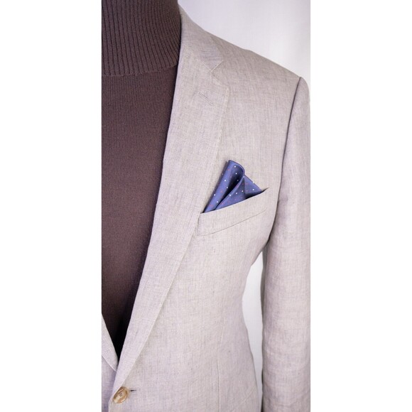 J Crew Blazer Mens 44R Beige 2 Button Ludlow ORMEZZNO Linen Sport Coat Jacket - Picture 5 of 16
